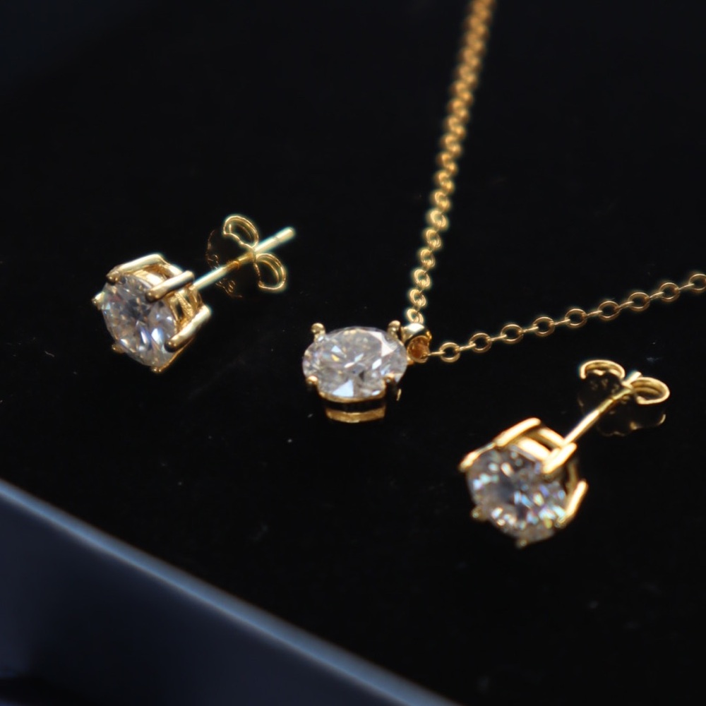 Moissanite s925 Sterling Silver Necklace Earring Set